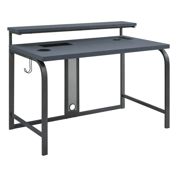 OSP Home Furnishings Reload 48-Inch Gaming Desk in Gray Steel Metal