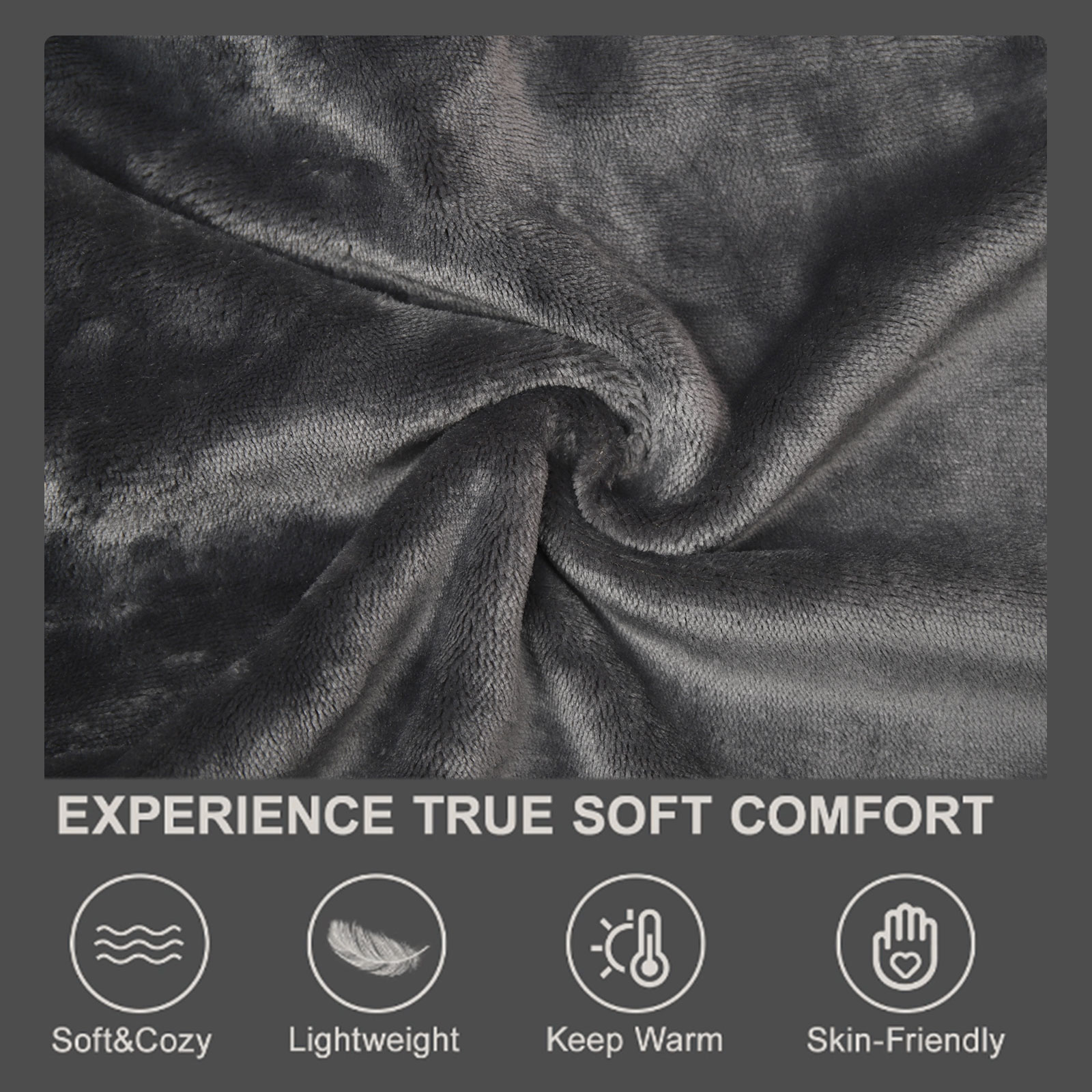 ASKITO Heated Blanket Wearable Shawl, Electric Wrap Poncho Blanket with Zipper, Heating Throw with 3 Heat Settings, Washable, 33"x73", Grey
