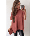 thumbnail image 4 of Women'S Loose Dropped Shoulder Short Sleeve Pullover Sweater Coral XL, 4 of 7