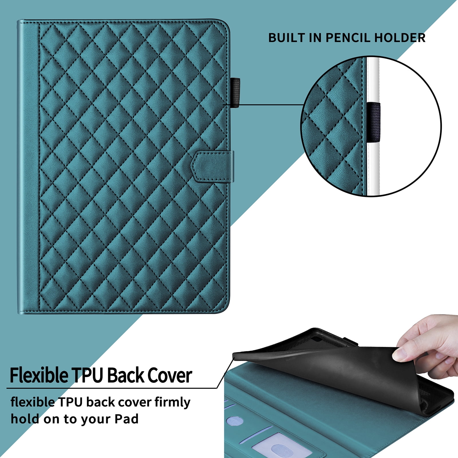 Dteck Case for iPad 9th 8th 7th Generation 10.2 inch,iPad Air 3rd Gen/iPad Pro 10.5" Magnetic PU Leather Smart Auto Wake/Sleep Folio Stand Case Card Slot Pencil Holder Cover,Darkgreen