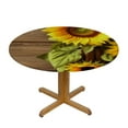 thumbnail image 3 of JEUXUS Round Tablecloth Autumn Sunflowers Fitted Elastic Waterproof Wipeable Table Cloth Cover Decorations Table Pad Cover for Party Dinning Room Picnic-Small, 3 of 7