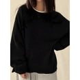 thumbnail image 5 of Women'S Oversized Sweaters Long Sleeve Crew Neck Fuzzy Knit Casual Chunky Pullover Sweater Fall Black S, 5 of 7