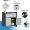 thumbnail image 3 of IKIMI Rolling Tool Cabinet with Drawer and Lockable Doors, Metal Garage Storage Cabinet with Wheels, Adjustable Shelf, Black/Gray, 3 of 11