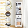 thumbnail image 2 of EVMORE 6-Tier Bathroom Storage Cabinet, Narrow Tall Cabinet Freestanding Storage Tower with Doors and Adjustable Shelves for Living Room, Kitchen, Home, Office - White, 2 of 8