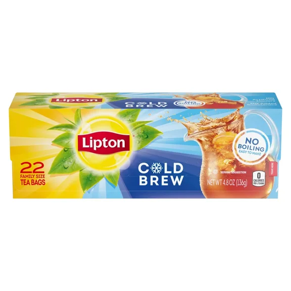 2x-Lipton Cold Brew Family Size Black Iced Tea Bags - 22ct
