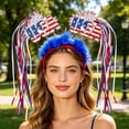 thumbnail image 4 of Homellea 4th of July Patriotic Headband, 9.64 Inch Red White Blue Star Hair Hoop with 250 Year Anniversary Ribbon Streamers for Independence Day, Memorial Day, Parade and Party Decor, 4 of 5