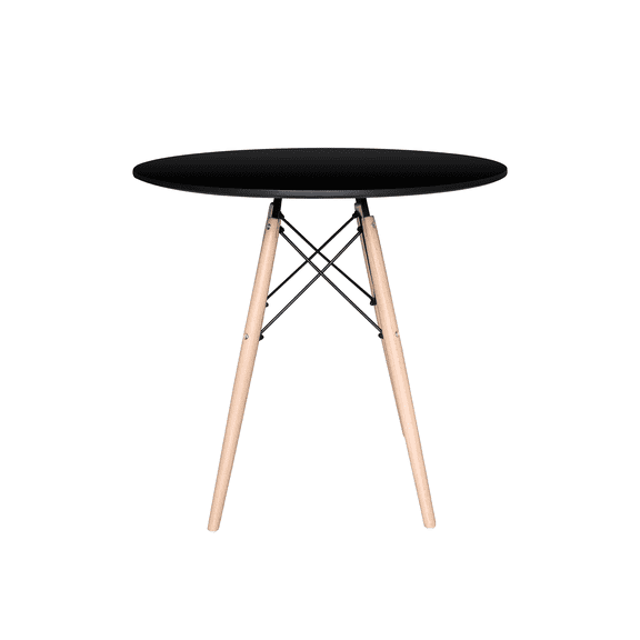 Mesa Redonda De Madera Estilo Eames 80 cm Styrka Minimalista Color Negro.