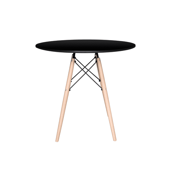 Mesa Redonda De Madera Estilo Eames 80 cm Styrka Minimalista Color Negro.