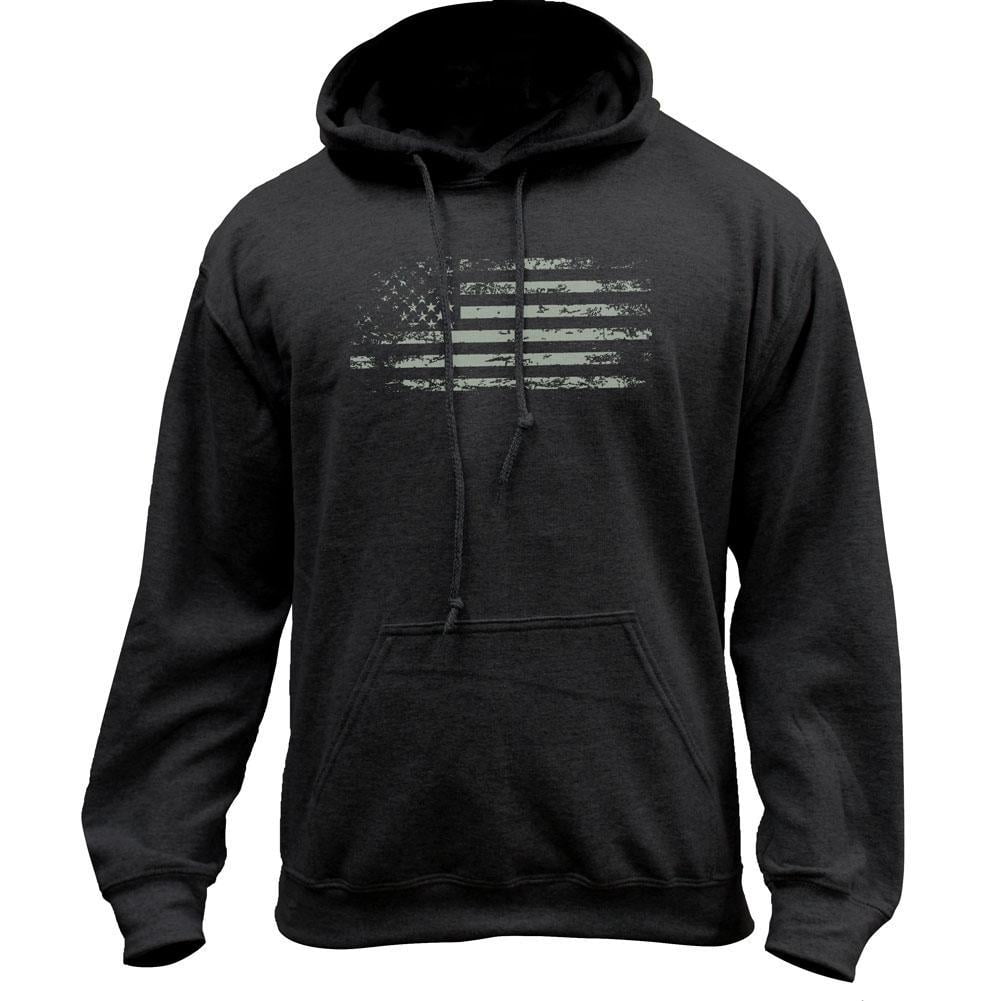 Distressed American Flag Pullover Hoodie Sweatshirt