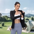thumbnail image 6 of OIUUAK Women's Athletic Running Yoga Gym Track Zip Up Cropped Jackets UPF 50+ Sun Protection Long Sleeve Workout Shirts Quick Dry Sun Shirt Hiking Outing, Black, 6 of 9