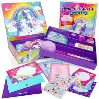 MMTX Unicorn School Stationery Set, Unicorn Girl Pencil Case, Girls Pens,  Stickers, Drawing Stencils, Notebook, Unicorn Writing for Girls Kids 4 to  12