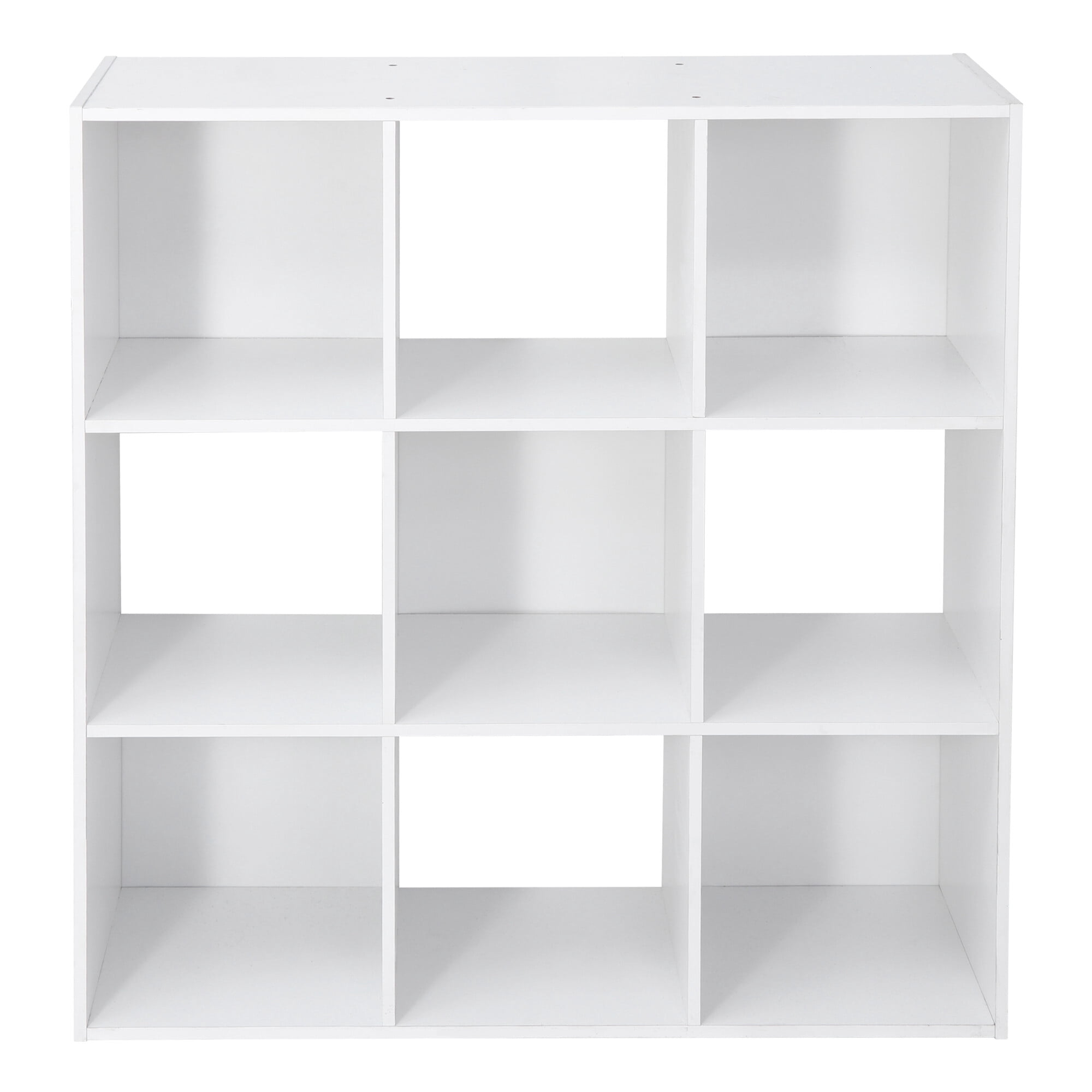 HomGarden 3-Tier 9 Cube Storage Organizer, Wood Bookcase Cabinet Bookshelf W/Back Panels - Home Office White