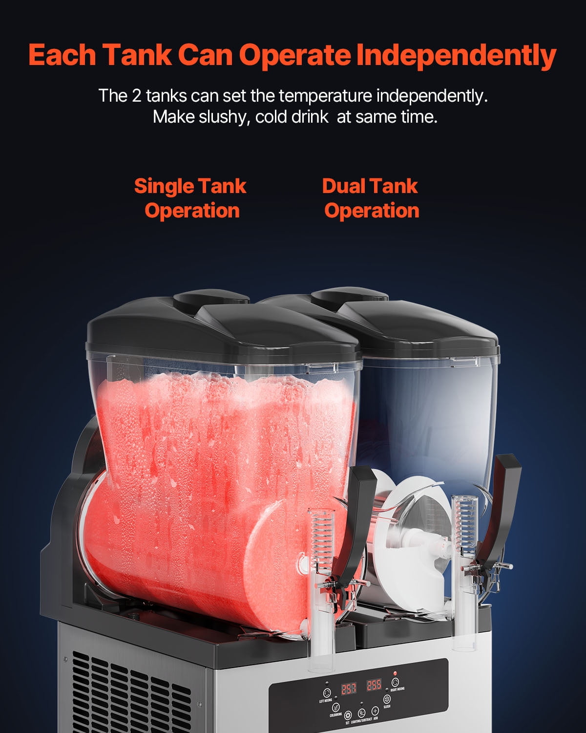 KFFKFF Commercial Slushy Machine, 12L*2 Tank Slushie Machine, 96CUPS Frozen Drink Machine with Temperature Preservation, Slushy Maker Machine