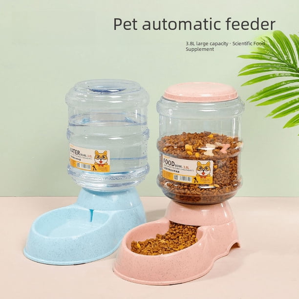 Suministros para mascotas Juego de comida para mascotas Cuenco para gatos Cuenco para comida para gatos Alimentador automático para mascotas de gran capacidad de 3,8 l