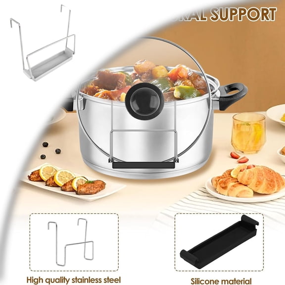 Slow Cooker Lid Holder for Cooking, Crock Pot Lid Holder, Hand Free Pot Lid Holders for Kitchen Fits Most Slow Cookers, Stainless Steel Pot Lid Rack with Silicone Sink to Keep Countertop No Mess