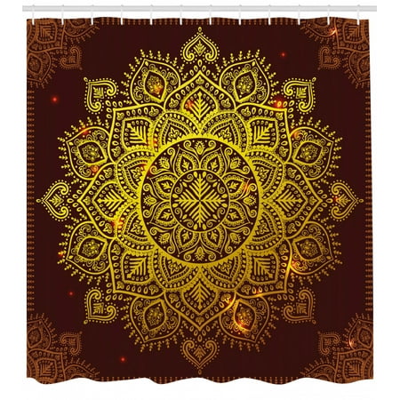 Mandala Shower Curtain Ornamental Snowflake Floral Ethnic