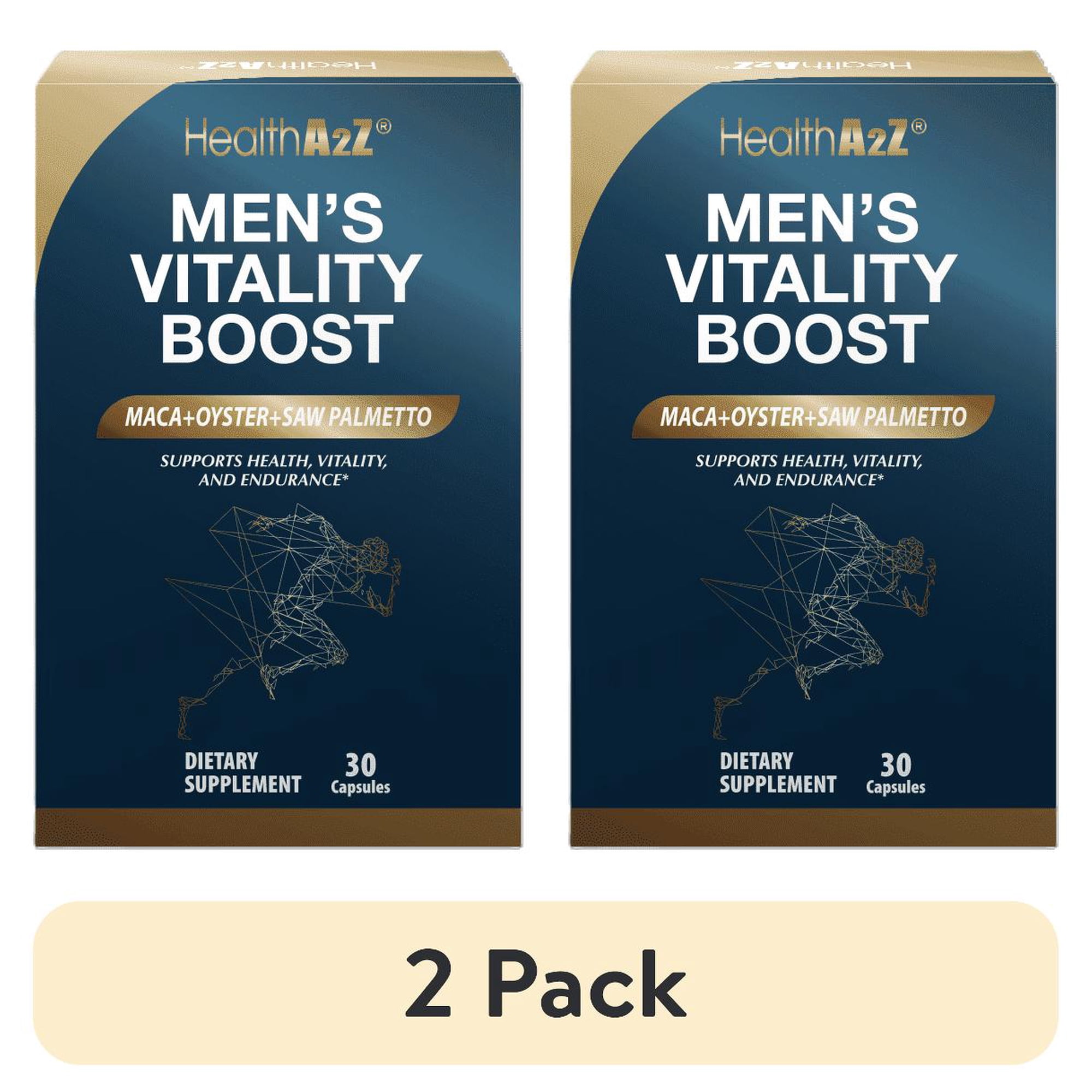 (2 pack) HealthA2Z Mens Vitamins and Testosterone Booster with Zinc, Vitality Boost for Prostate Health, 30 Capsules