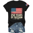 thumbnail image 5 of Only Moment USA Holiday Shirts Crew Neck Short Sleeve Women's Cotton and Linen Independence Day American Flag Floral Print Shirt Black,XL, 5 of 5