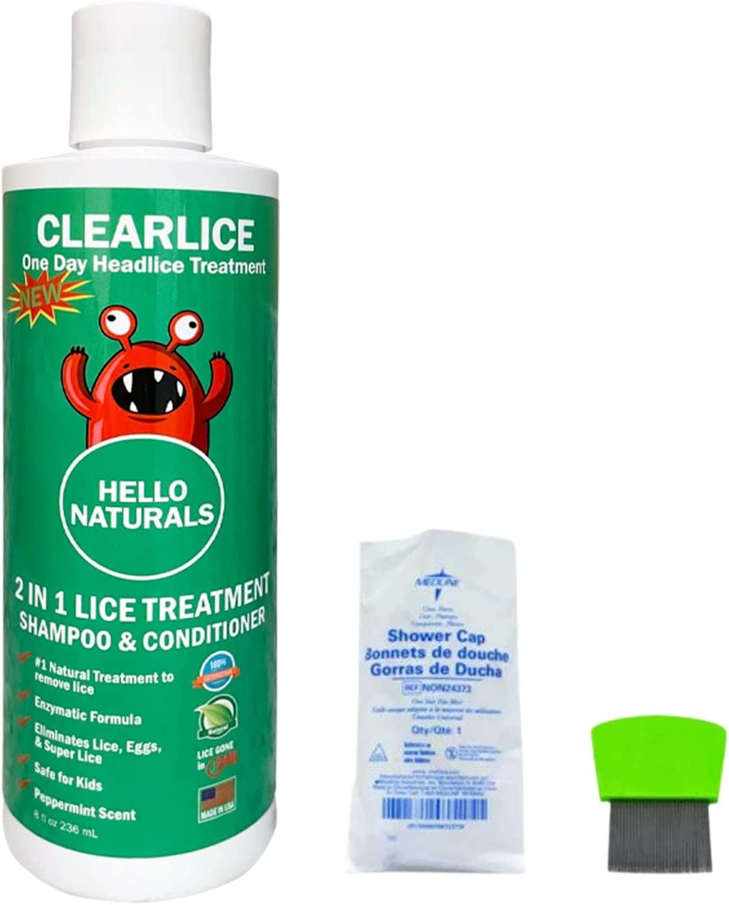 Clearlice 2 in 1 All Natural Lice Treatment Shampoo and Conditioner, 8