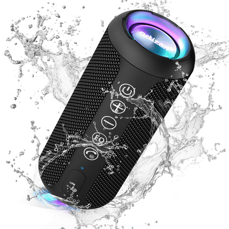 Ortizan X10B Portable IPX7 Waterproof Wireless Bluetooth Speaker with 24W Loud Stereo Sound, 30H Playtime, Black