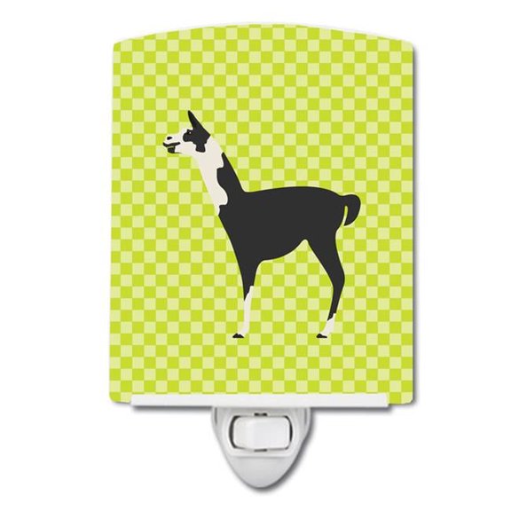 Carolines Treasures Llama Q Ara Green Ceramic Night Light