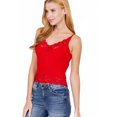 thumbnail image 4 of ShezPretty Women's Stylish V- Neck Seamless Lace Rib Cami Tank Top (Medium, Red), 4 of 6