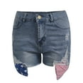 thumbnail image 5 of FAKKDUK Women's Denim Shorts 5" Ripped Hem Elastic High Waist Button Zip with Pocket Shorts Jeans for Women Casual Hot Jean Shorts for Summer Slim Fit Independence Day,XL, 5 of 7