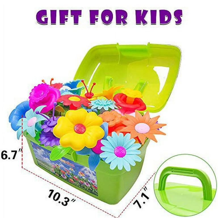 Springflower SFDIYFL01 SpringFlower gifts Toys for girls 3 4 5 6 7 Years Old,  Flower garden Building Kit with Storage case,Educational STEM Toy and Pre