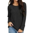 thumbnail image 4 of Women Long Sleeve Top, Polyester Fabric Fashionable Off Shoulder Shirt Loose Fit Pure Color Round Neck For Dating For Work ANGGREK Otros, 4 of 6