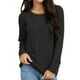 thumbnail image 1 of Top de manga larga para mujer, cuello redondo con hombros descubiertos, Color puro, ajuste holgado, camisa informal para mujer para citas en el trabajo, 1 of 6