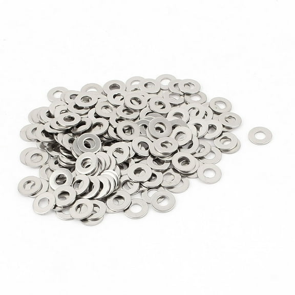 200pcs 304 Stainless Steel Plain Finish M4 Flat Washer Spacers Silver Tone