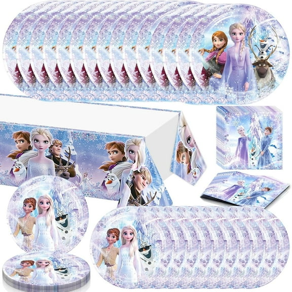 Frozen Birthday Party Supplies, Include 20 Plates , 20 Napkinsand 1 Tablecover, for Frozen Theme Birthday Party Decorations