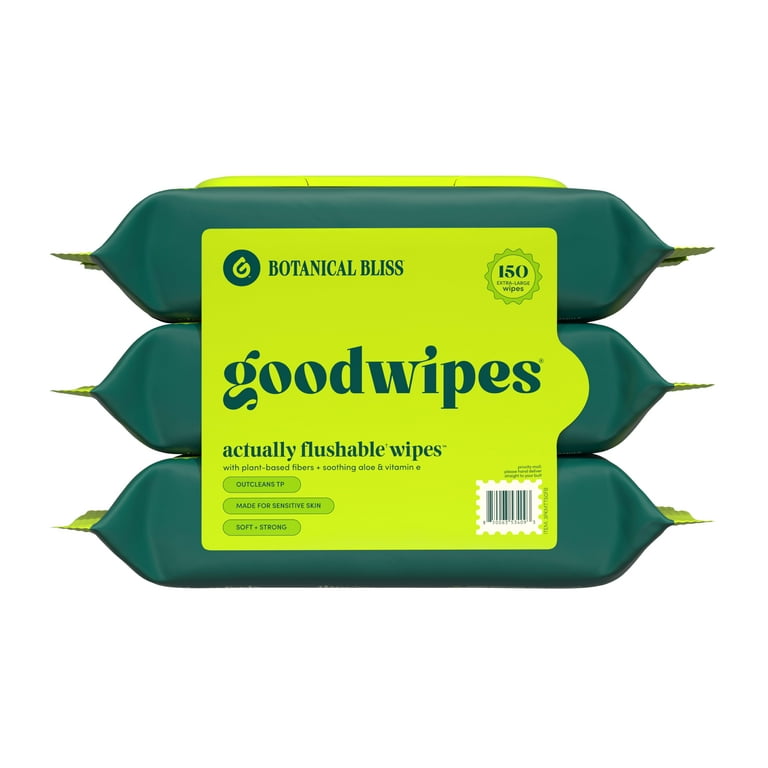 goodwipes Flushable Butt Wipes, Botanical Bliss Scented, 3 Pack