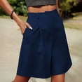thumbnail image 2 of JIAYUE Women's Shorts Pleated Button Pockets Elastic High Waist Loose Casual Wide Leg Knee-Length Solid Color Breathable Female Bottoms, 2 of 5