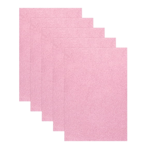5 Sheets Pink Shiny Foam Sheets, 8 Inch x 12 Inch Sparkle EVA Foam Handicraft Sheets EVA Paper for Art Crafts Projects, Scrapbook Gift DIY Card Party Decoration