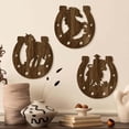 thumbnail image 2 of Yunuuuoa 2 Packs Wooden Horseshoe Shaped Openwork Hanging Ornament for Wall Door Window Decor Rustic Farmhouse Western Home Party Wedding Celebration Decorative Hanging Sign, 2 of 7
