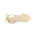thumbnail image 4 of BLISSFUL STEP Sandales pour Femmes Talons Compensés à Lanières Lacées Beige 6, 4 of 6