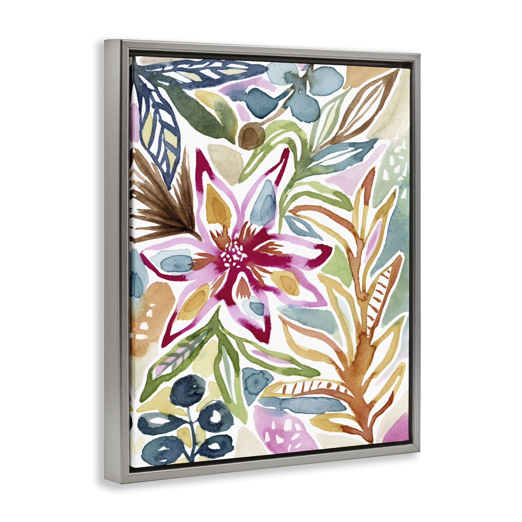 Stupell Industries Vibrant Garden Impressions Gray Framed Floater Canvas Wall Art, design by Lisa Nohren
