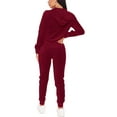 thumbnail image 2 of J. METHOD Women’s Tracksuit Set 2 Piece Outfit Velour Velvet Casual Zip Up Hoodie Jacket and Joggers Sweatpants Sweatsuit NEWTS18 Burgundy 3X, 2 of 4