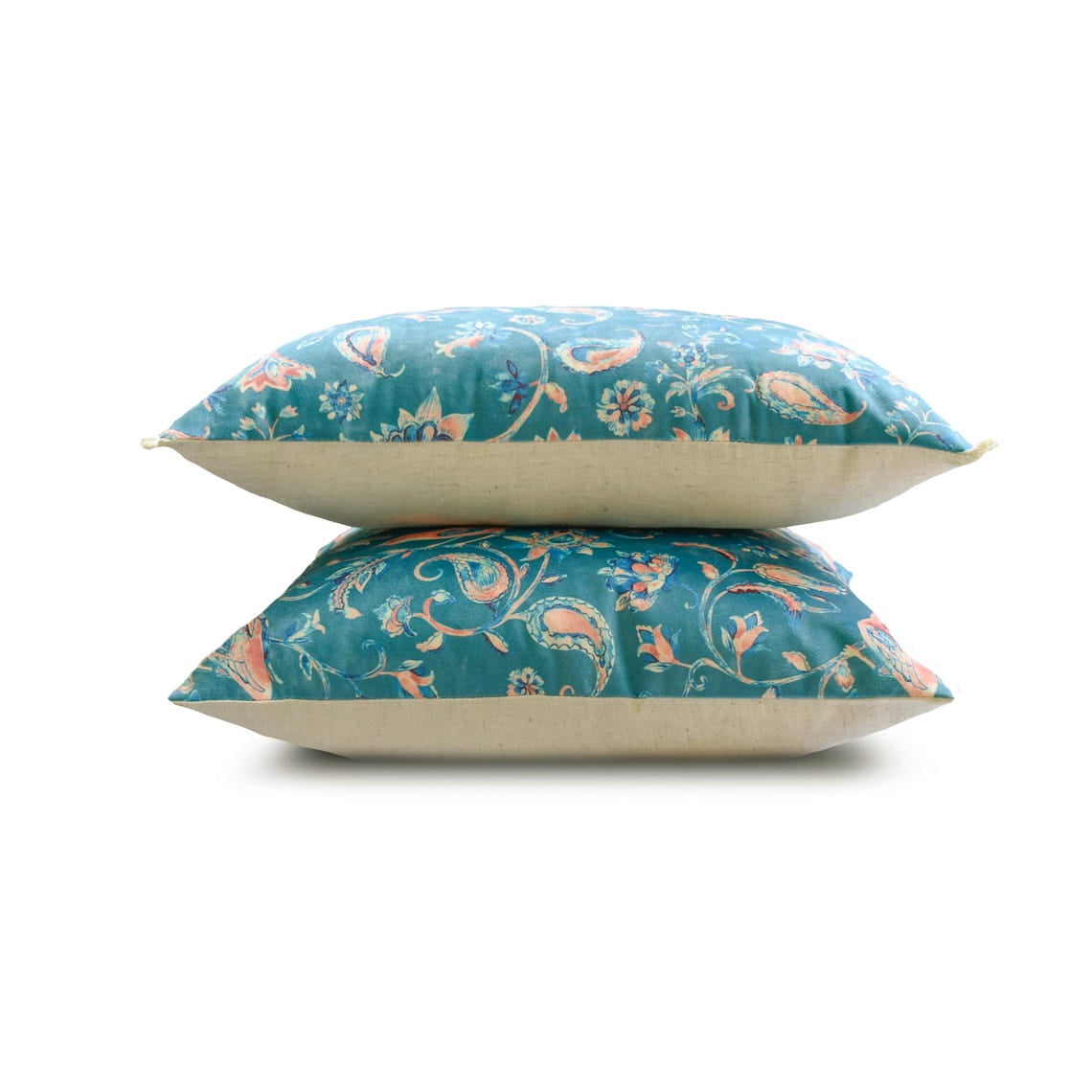 The HomeCentric Decorative Throw Pillow covers Blue 24"x24" (60x60 cm) Velvet Birds, Paisleys, Printed Velvet Pillow Case For Sofa Chouch, Hotels, living, Bed Room, Contemporary - Birdsong Embrace