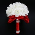 thumbnail image 3 of Kmbangi Artificial Wedding Bride Bouquet Romantic Handheld Bridesmaid Flower with Ribbon, 3 of 9