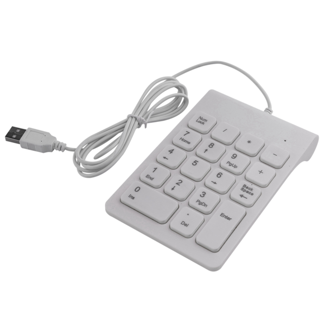 3X Mini Clavier Numérique Filaire USB 18 Touches Clavier Numérique pour Comptable Conteur Ordinateur Portable Windows Android (Blanc)