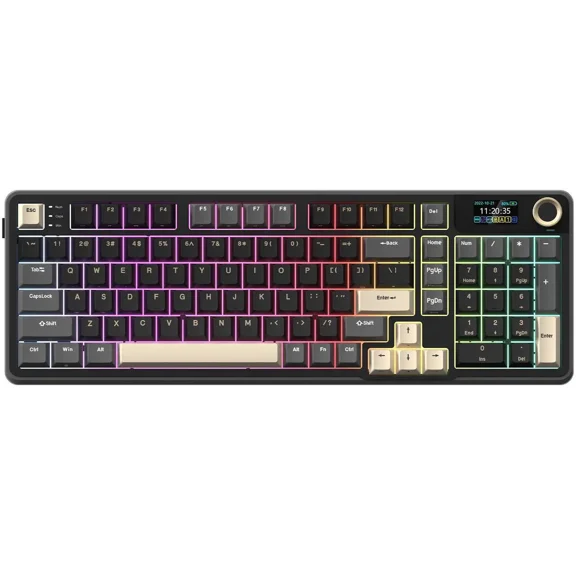 Rosewill Neon S96 Wireless Mechanical Keyboard, 98-Key Layout w/ Volume Knob, Bluetooth / 2.4GHz / USB-C, Hot-Swappable Red Switches, RGB Backlit, 3750mAh Battery, Windows & macOS, Black