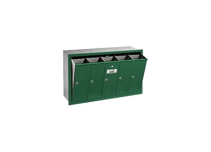 5 Door Vertical Mailbox In Green Recessed Mounted Usps Access