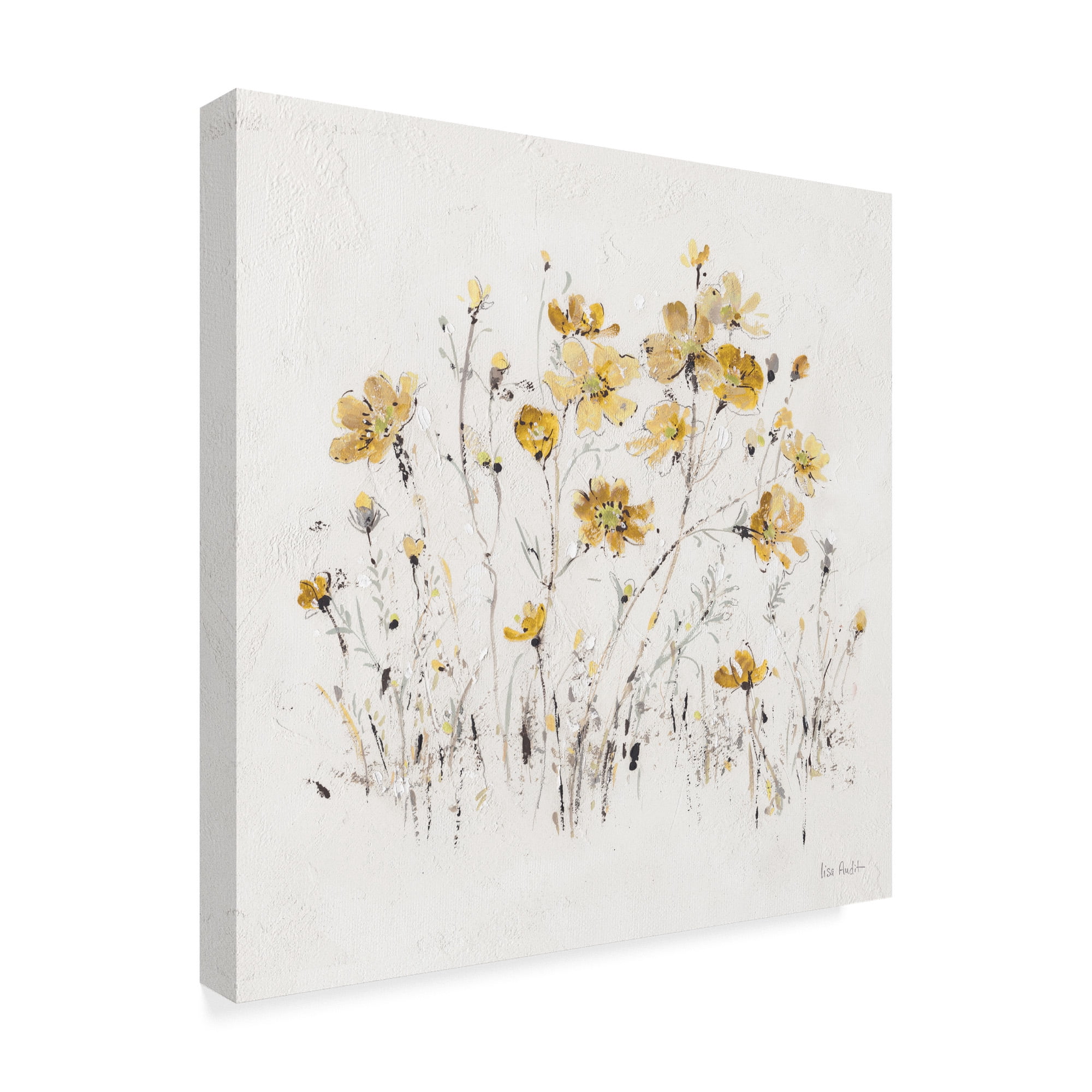 Trademark Fine Art 'Wildflowers II Yellow on White' Canvas Art by Lisa Audit