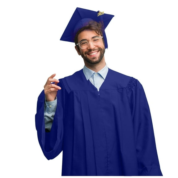 Unisex Matte Graduation Cap Gown Tassel Set with 2026 Year Charm for High School & College Graduates