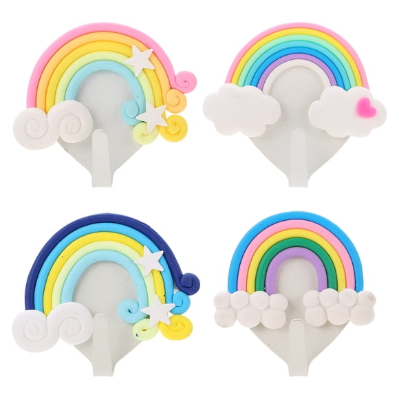 4pcs encantador diseño arco iris en los ganchos de almacenamiento creativos montados en la pared para soldies perchas