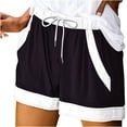thumbnail image 1 of Plebaso Womens Summer Shorts Color Block Drawstring Casual Shorts Loose Activewear Shorts with Pockets, 1 of 5