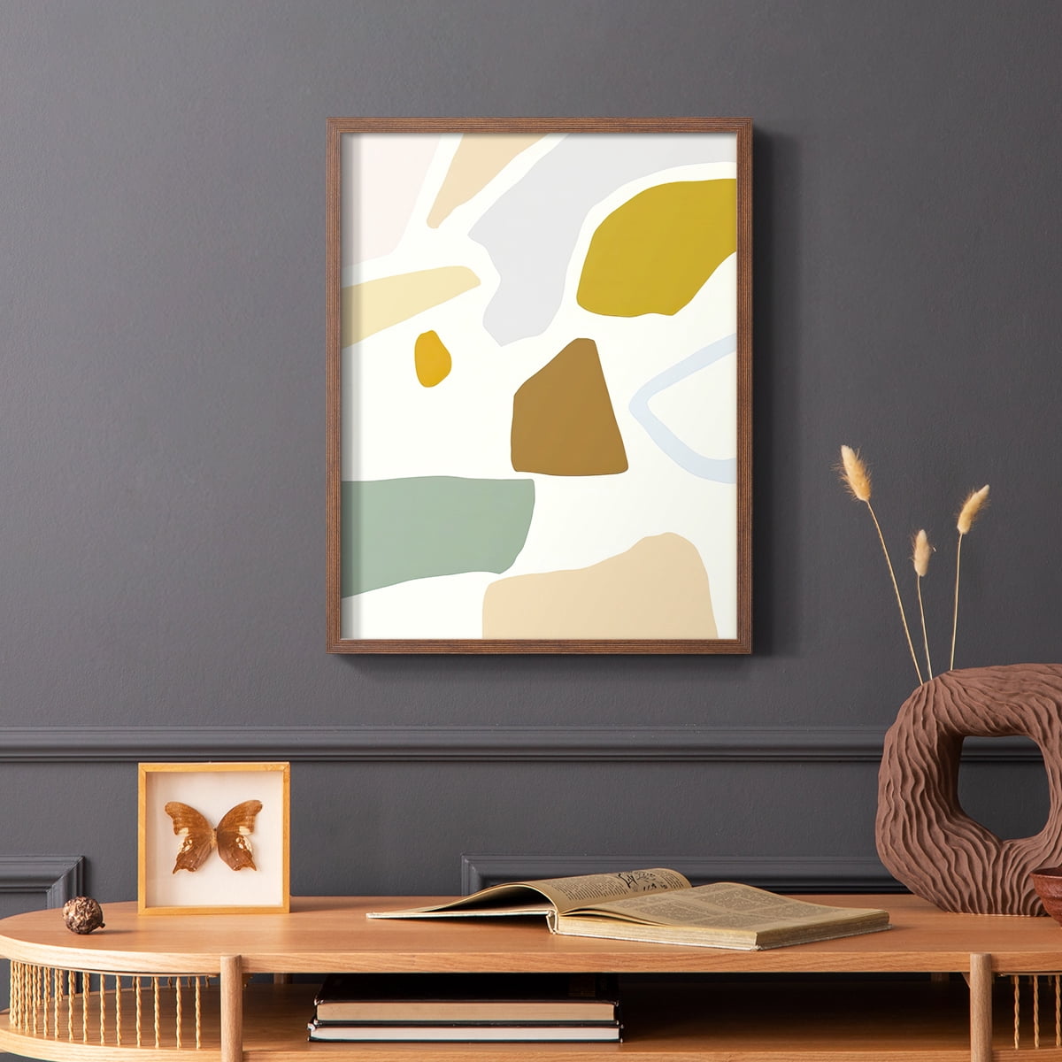 Pastel Splotches II Framed Print in Brown Solid Wood Framed Print No Nail Hanging