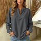 thumbnail image 1 of Neewe Women's Plain Long Sleeve Top Fall 1/4 Zipper Tops Loose Ladies Casual Fashionable Top Pullover, 1 of 7